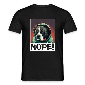 Chien Bulldog Nope Morning grouch collègue Sarcasme - T-shirt homme - noir - Devant - AI Model Male 178 light (178cm)