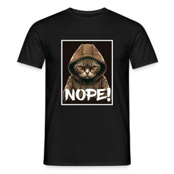 Nope Morgenmuffel Katze Kätzchen Kollege Sarkasmus - Männer T-Shirt - Schwarz - Vorne - AI Model Male 178 light (178cm)