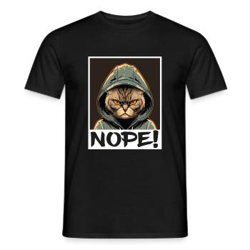 Nope matin grouch chat chaton collègue sarcasme - T-shirt homme - noir - Devant - AI Model Male 178 light (178cm)