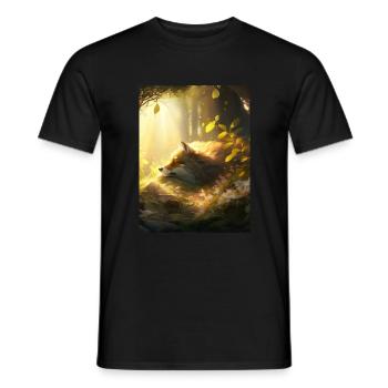 Fix et Foxi Fox disant chemise de couchage Câlin - T-shirt homme - noir - Devant - AI Model Male 178 light (178cm)