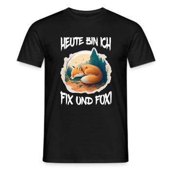 Fix und Foxi Fuchs Spruch Schlafshirt Kuscheln - Männer T-Shirt - Schwarz - Vorne - AI Model Male 178 light (178cm)