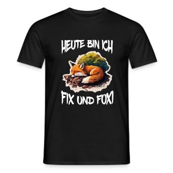 Fix und Foxi Fuchs Spruch Schlafshirt Kuscheln - Männer T-Shirt - Schwarz - Vorne - AI Model Male 178 light (178cm)