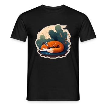 Fix et Foxi Fox disant chemise de couchage Câlin - T-shirt homme - noir - Devant - AI Model Male 178 light (178cm)