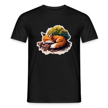 Fix et Foxi Fox disant chemise de couchage Câlin - T-shirt homme - noir - Devant - AI Model Male 178 light (178cm)