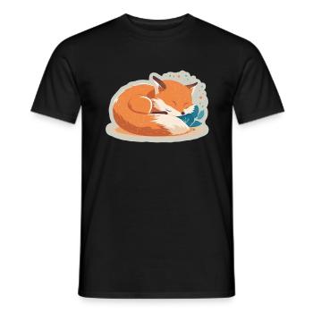 Fix et Foxi Fox disant chemise de couchage Câlin - T-shirt homme - noir - Devant - AI Model Male 178 light (178cm)