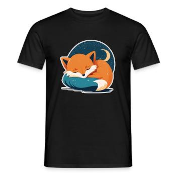 Fix et Foxi Fox disant chemise de couchage Câlin - T-shirt homme - noir - Devant - AI Model Male 178 light (178cm)