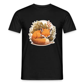 Fix et Foxi Fox disant chemise de couchage Câlin - T-shirt homme - noir - Devant - AI Model Male 178 light (178cm)