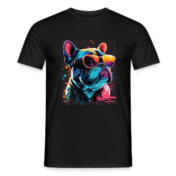 Lunettes de soleil French Bulldog Frenchie Dog - T-shirt homme - noir - Devant - AI Model Male 178 light (178cm)