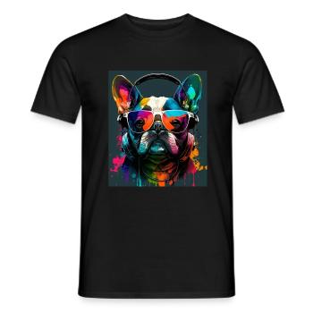 Lunettes de soleil French Bulldog Frenchie Dog - T-shirt homme - noir - Devant - AI Model Male 178 light (178cm)