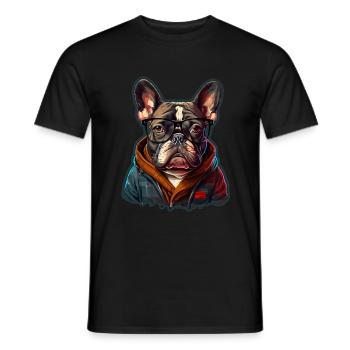 Lunettes de soleil French Bulldog Frenchie Dog - T-shirt homme - noir - Devant - AI Model Male 178 light (178cm)