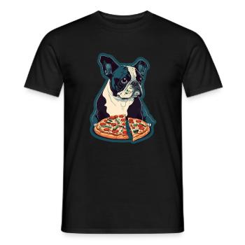 Französische Bulldogge Mops Hund Pizza Frenchie - Männer T-Shirt - Schwarz - Vorne - AI Model Male 178 light (178cm)