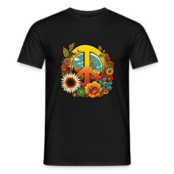 Frieden Zeichen Blumen Pflanzen Abstrakt Peace - Männer T-Shirt - Schwarz - Vorne - AI Model Male 178 light (178cm)