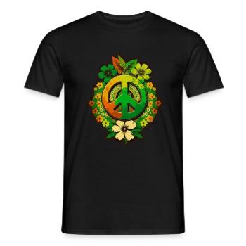 Signe de Paix Fleurs Plantes Abstrait Paix - T-shirt homme - noir - Devant - AI Model Male 178 light (178cm)