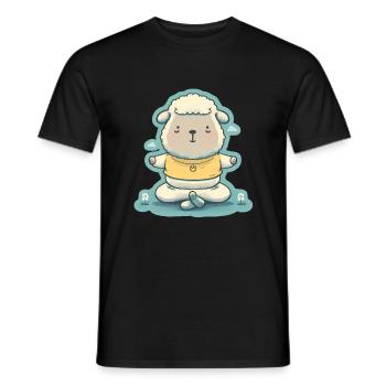 Mouton Agneau Mouton Yoga Méditation Relaxation - T-shirt homme - noir - Devant - AI Model Male 178 light (178cm)