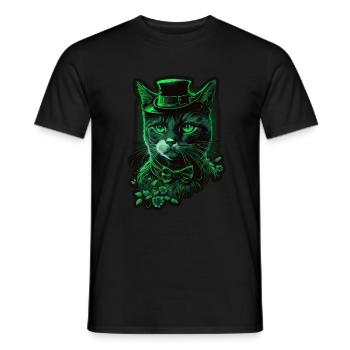 Cat Kitten St. Patrick's Day Ireland Irish - Men's T-Shirt - black - Front - AI Model Male 178 light (178cm)