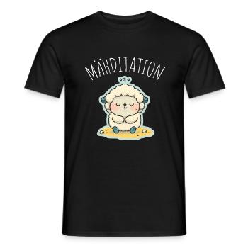 Mouton Agneau Mouton Yoga Méditation Relaxation - T-shirt homme - noir - Devant - AI Model Male 178 light (178cm)