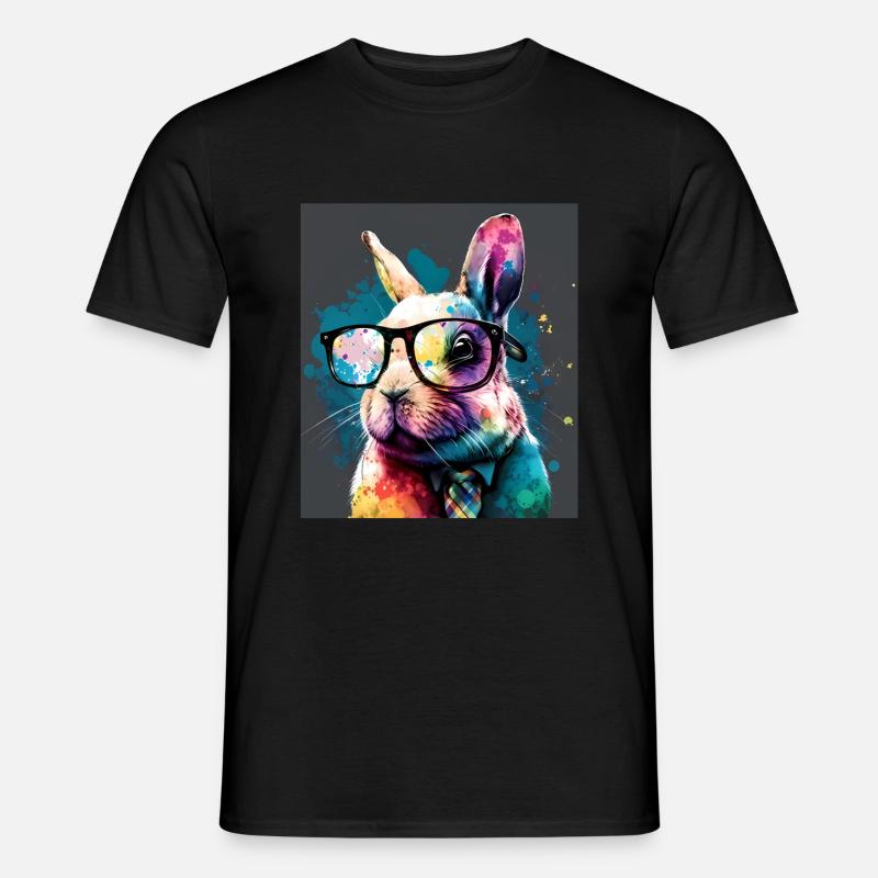 Cute Rabbit Face Rabbit Glasses Read - Men’s T-shirt - black