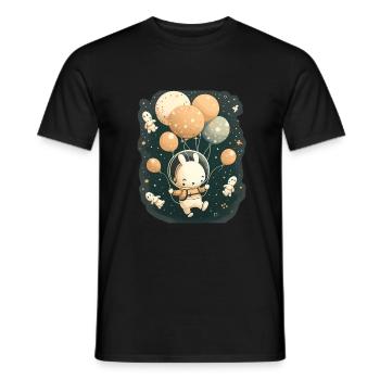 Süßer Hase Mit Luftballons Ostern Weltraum - Männer T-Shirt - Schwarz - Vorne - AI Model Male 178 light (178cm)