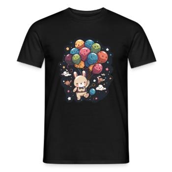 Süßer Hase Mit Luftballons Ostern Weltraum - Männer T-Shirt - Schwarz - Vorne - AI Model Male 178 light (178cm)