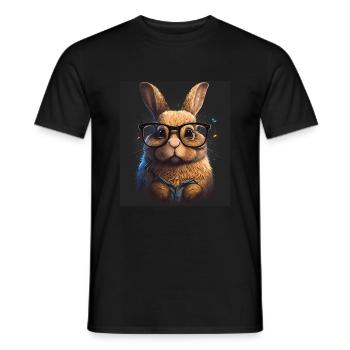 Süßes Hasen Gesicht Kaninchen Brille Lesen - Männer T-Shirt - Schwarz - Vorne - AI Model Male 178 light (178cm)