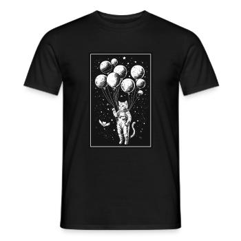 Katze Kätzchen Weltall Astronaut Planet Raumfahrer - Männer T-Shirt - Schwarz - Vorne - AI Model Male 178 light (178cm)