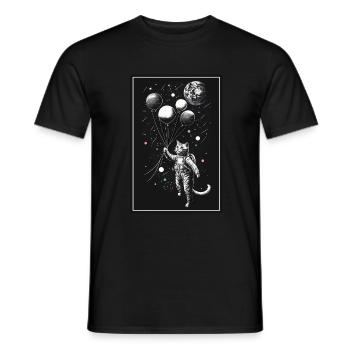 Katze Kätzchen Weltall Astronaut Planet Raumfahrer - Männer T-Shirt - Schwarz - Vorne - AI Model Male 178 light (178cm)