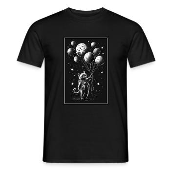 Katze Kätzchen Weltall Astronaut Planet Raumfahrer - Männer T-Shirt - Schwarz - Vorne - AI Model Male 178 light (178cm)