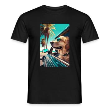 Golden Retriever Sunglasses Beach Palms - Men's T-Shirt - black - Front - AI Model Male 178 light (178cm)