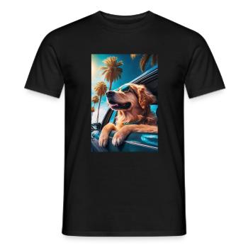 Golden Retriever Sunglasses Beach Palms - Men's T-Shirt - black - Front - AI Model Male 178 light (178cm)