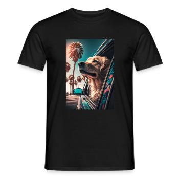 Golden Retriever Sunglasses Beach Palms - Men's T-Shirt - black - Front - AI Model Male 178 light (178cm)