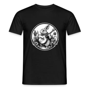 Rabbit Banjo Guitar Bunny Rabbit Easter Music - Men's T-Shirt - black - Front - AI Model Male 178 light (178cm)