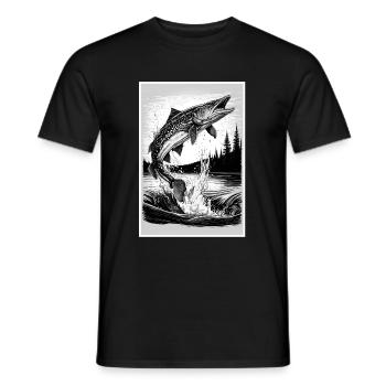 Angeln Hecht Raubfisch Fischen Anglerin Angler - Männer T-Shirt - Schwarz - Vorne - AI Model Male 178 light (178cm)