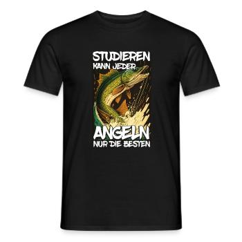 Angeln Hecht Raubfisch Fischen Anglerin Studium - Männer T-Shirt - Schwarz - Vorne - AI Model Male 178 light (178cm)
