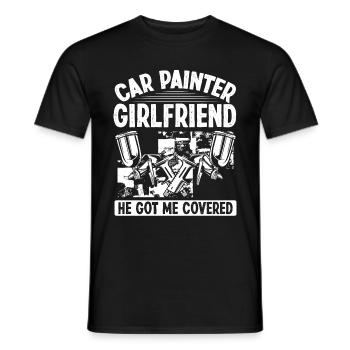 Painting Girlfriend He got me Covered Car Painter - Men's T-Shirt - black - Front - AI Model Male 178 light (178cm)