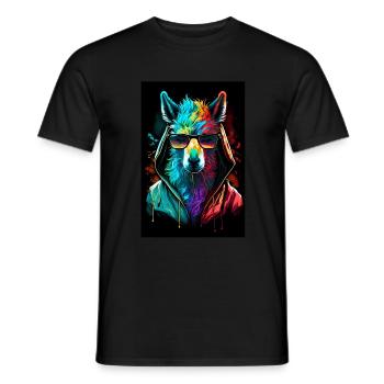 Lama Alpaca Sunglasses Hoodie Rainbow Colors - Men's T-Shirt - black - Front - AI Model Male 178 light (178cm)
