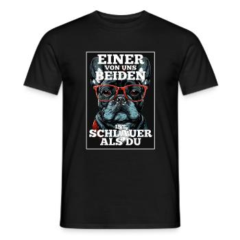 Eines von uns beiden ist schlauer Hund Mops Brille - Männer T-Shirt - Schwarz - Vorne - AI Model Male 178 light (178cm)