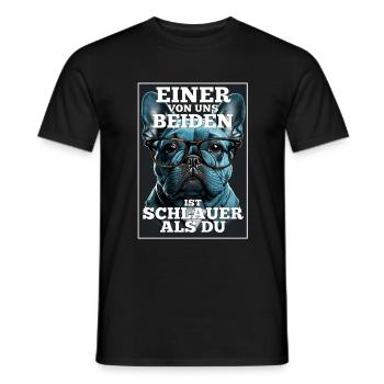 Eines von uns beiden ist schlauer Hund Mops Brille - Männer T-Shirt - Schwarz - Vorne - AI Model Male 178 light (178cm)