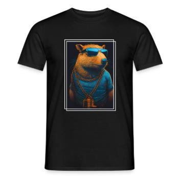 Capybara Capybara Cochon d’Inde Mèmes rongeurs - T-shirt homme - noir - Devant - AI Model Male 178 light (178cm)