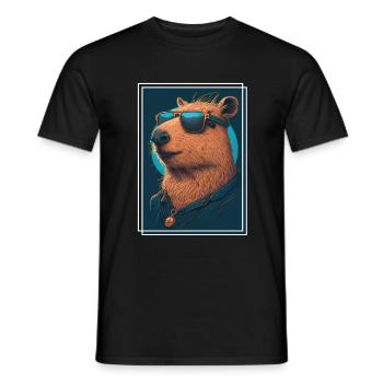 Capybara Capybara Cochon d’Inde Mèmes rongeurs - T-shirt homme - noir - Devant - AI Model Male 178 light (178cm)