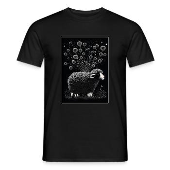 Sheep wool Sheep's wool Dandelion - Men's T-Shirt - black - Front - AI Model Male 178 light (178cm)