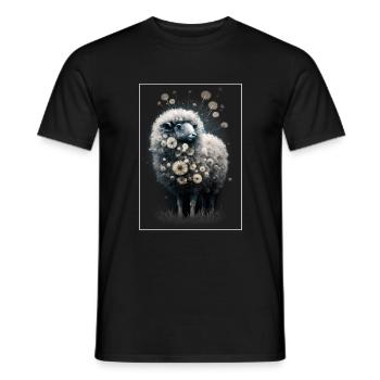 Sheep wool Sheep's wool Dandelion - Men's T-Shirt - black - Front - AI Model Male 178 light (178cm)