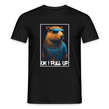 Capybara Capybara Cochon d’Inde Mèmes rongeurs - T-shirt homme - noir - Devant - AI Model Male 178 light (178cm)