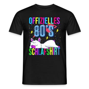 80s Schlafshirt Süßes Lama Langschläfer - Männer T-Shirt - Schwarz - Vorne - AI Model Male 178 light (178cm)