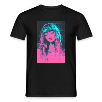 Anime Fille Vaporwave Glitchcore Pastel Goth - T-shirt homme - noir - Devant - AI Model Male 178 light (178cm)