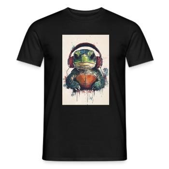 Turtle Headphones Casque Musique - T-shirt homme - noir - Devant - AI Model Male 178 light (178cm)