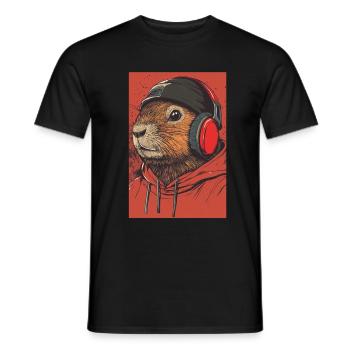 Capibara Cochon d’Inde Capybara Casque - T-shirt homme - noir - Devant - AI Model Male 178 light (178cm)