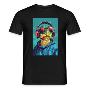 Turtle Headphones Casque Musique - T-shirt homme - noir - Devant - AI Model Male 178 light (178cm)