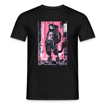 Otaku Streetwear Japon Cyberpunk Techwear Anime - T-shirt homme - noir - Devant - AI Model Male 178 light (178cm)