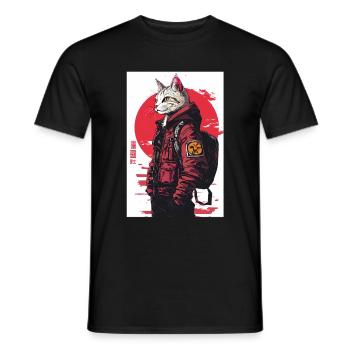 Otaku Streetwear Japon Cyberpunk Techwear Anime - T-shirt homme - noir - Devant - AI Model Male 178 light (178cm)