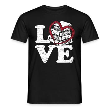 Books Love - Men's T-Shirt - black - Front - AI Model Male 178 light (178cm)